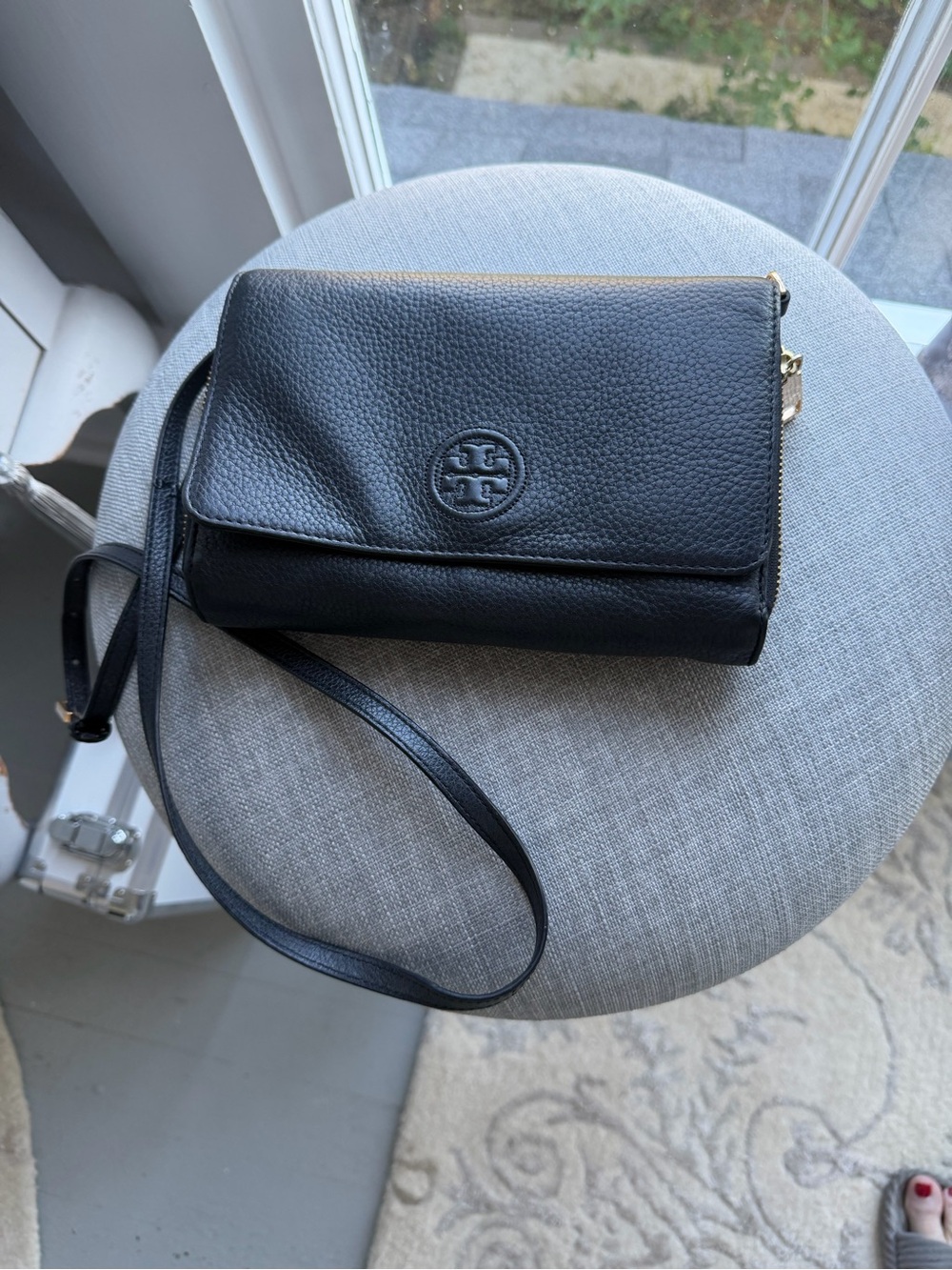 Tory Burch Black Leather Crossbody Wallet purse